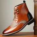 Leather Brogue Lace-Up Ankle Boots for Men