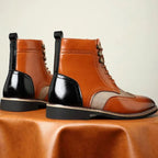 Leather Brogue Lace-Up Ankle Boots for Men