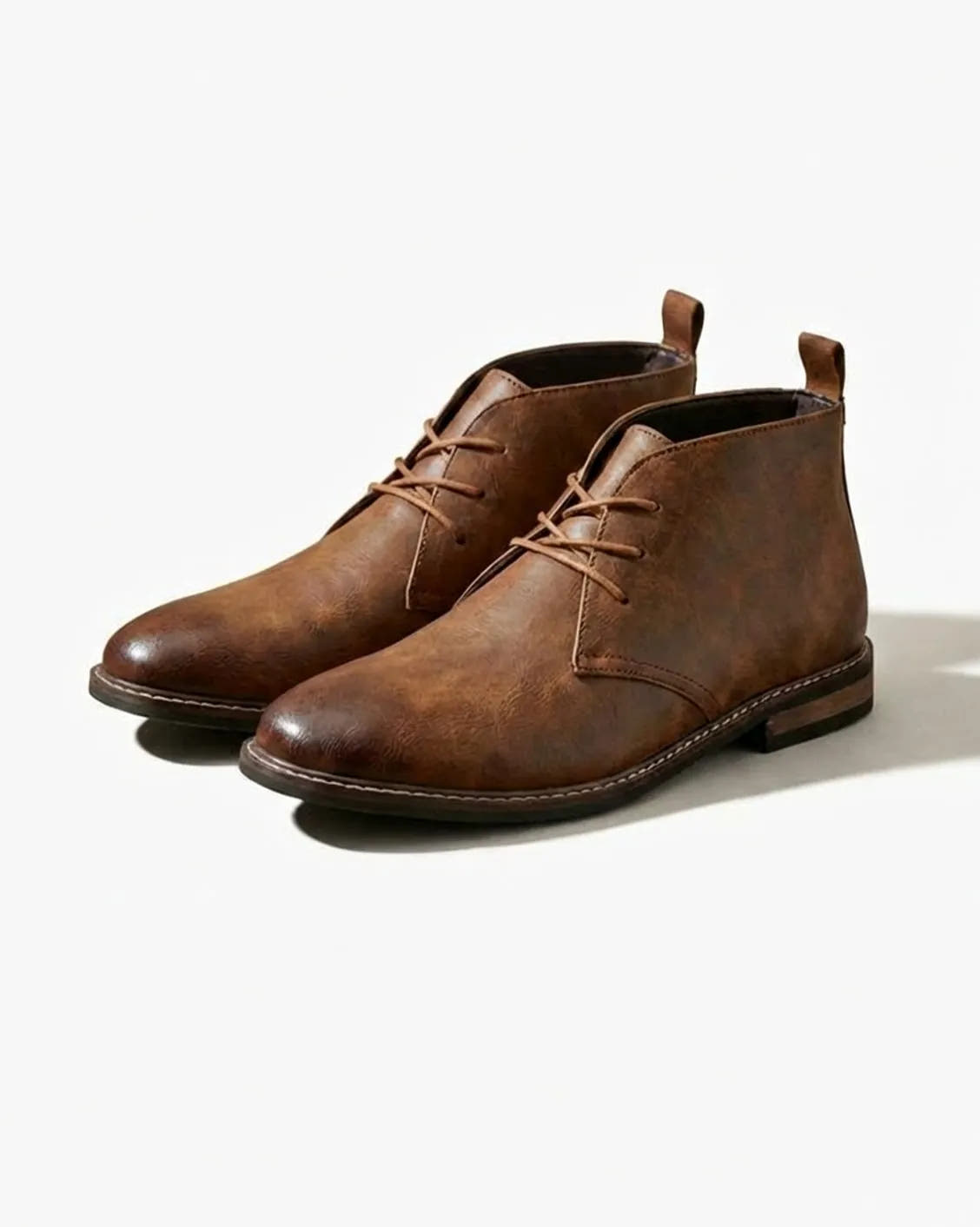 Leather Lace-Up Chukka Boots for Men
