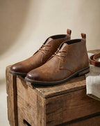 Leather Lace-Up Chukka Boots for Men