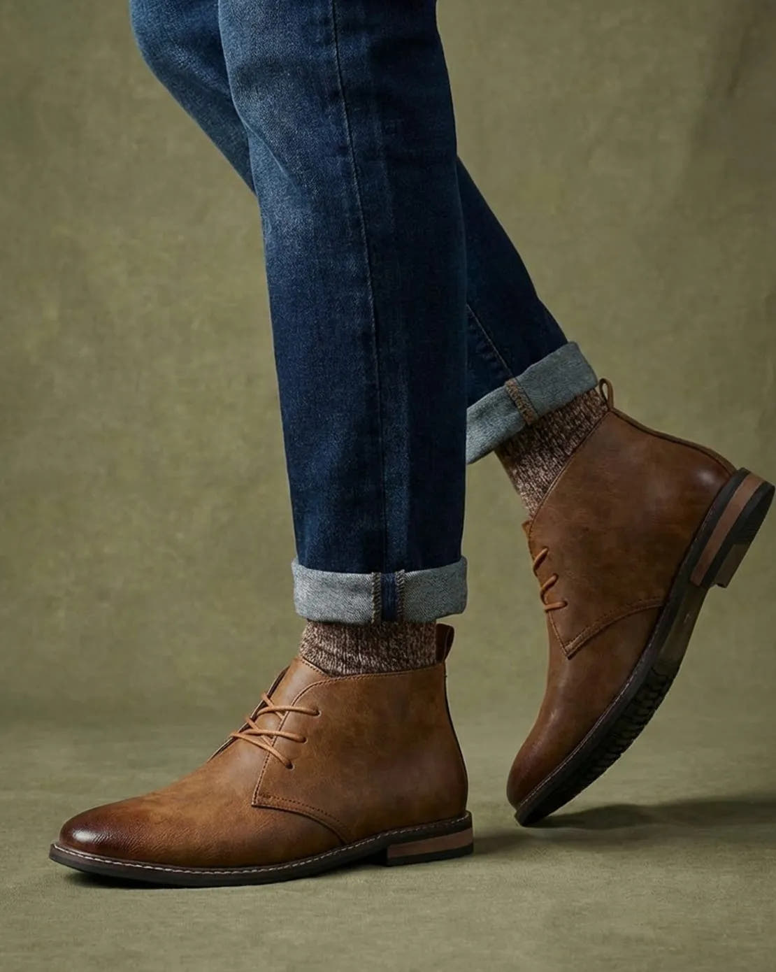 Leather Lace-Up Chukka Boots for Men