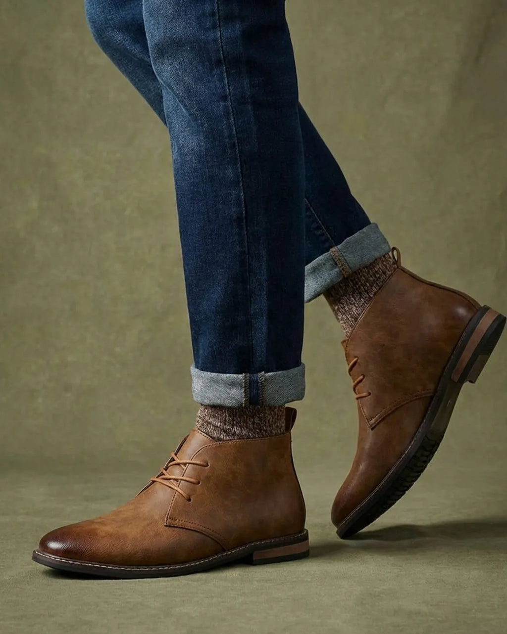 Leather Lace-Up Chukka Boots for Men