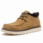 Suede Moc Toe Lace-Up Wedge Boots for Men