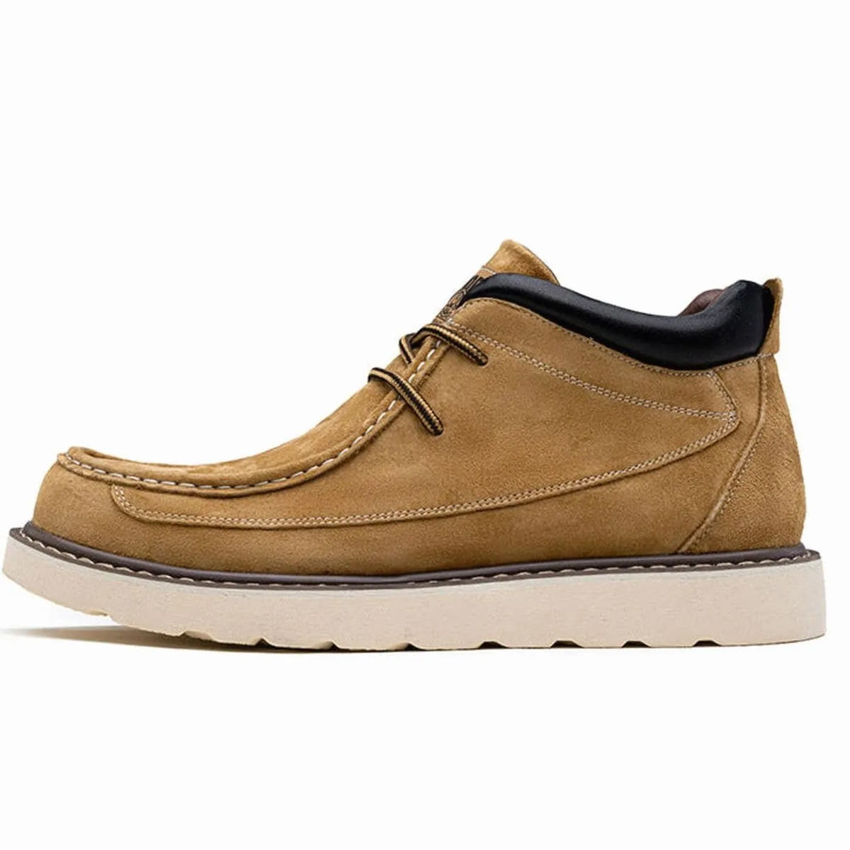 Suede Moc Toe Lace-Up Wedge Boots for Men