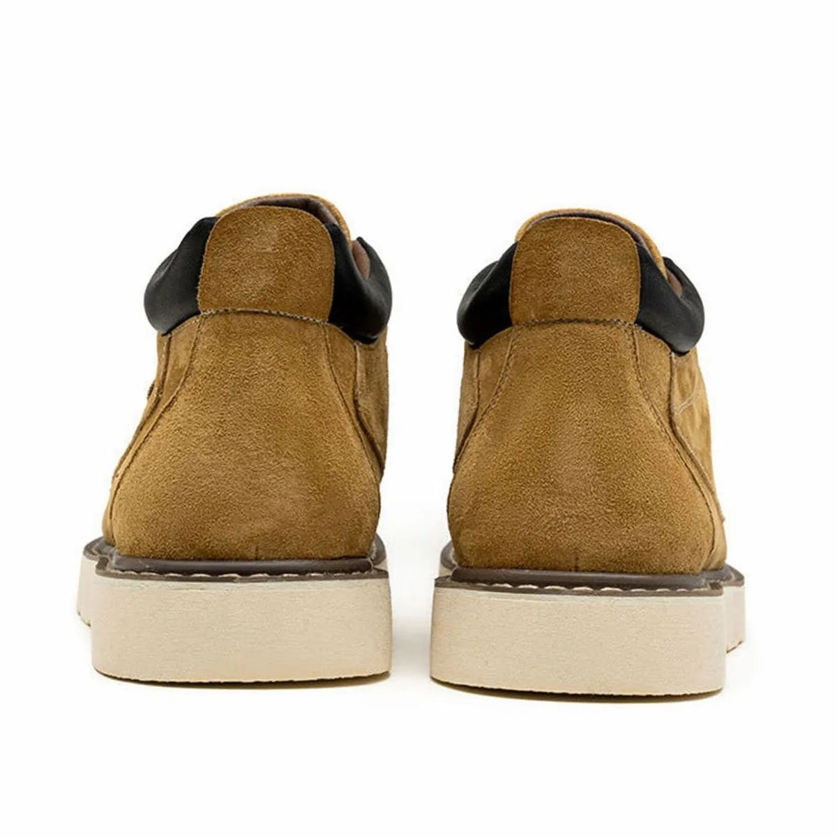 Suede Moc Toe Lace-Up Wedge Boots for Men