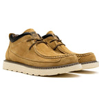 Suede Moc Toe Lace-Up Wedge Boots for Men