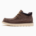 Suede Moc Toe Lace-Up Wedge Boots for Men