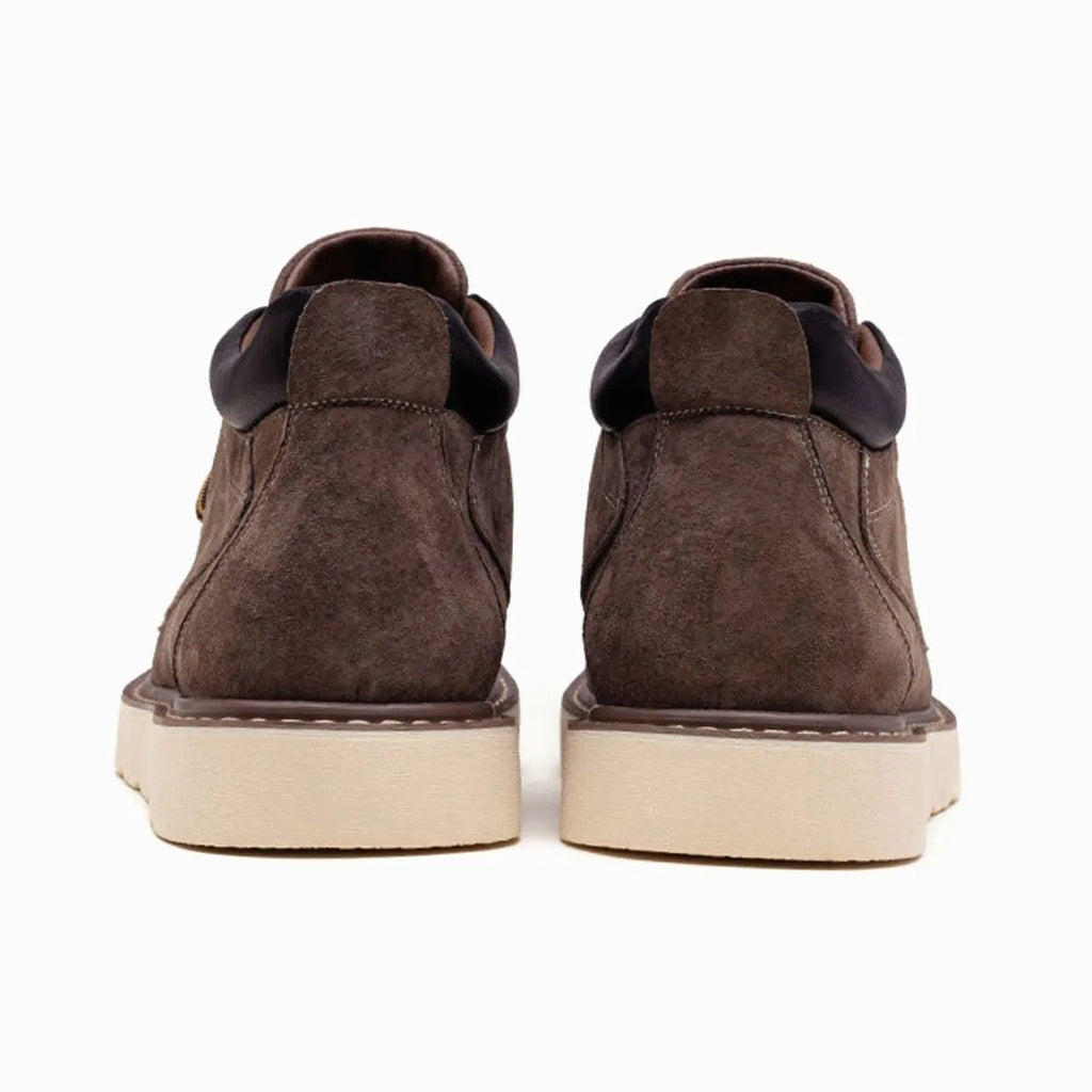 Suede Moc Toe Lace-Up Wedge Boots for Men