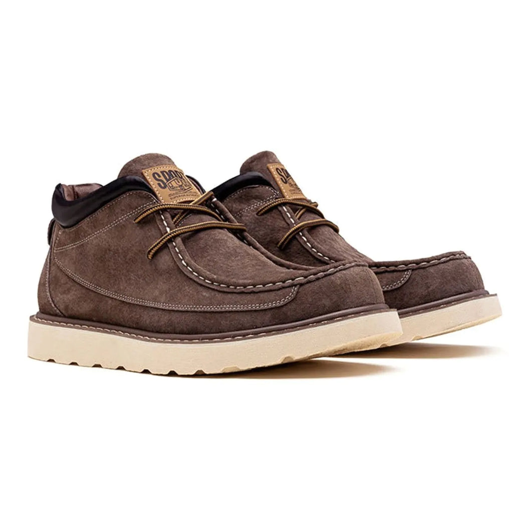 Suede Moc Toe Lace-Up Wedge Boots for Men