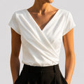 Gloria | Women's Draped Wrap Cap-Sleeve Blouse