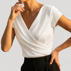 Gloria | Women's Draped Wrap Cap-Sleeve Blouse