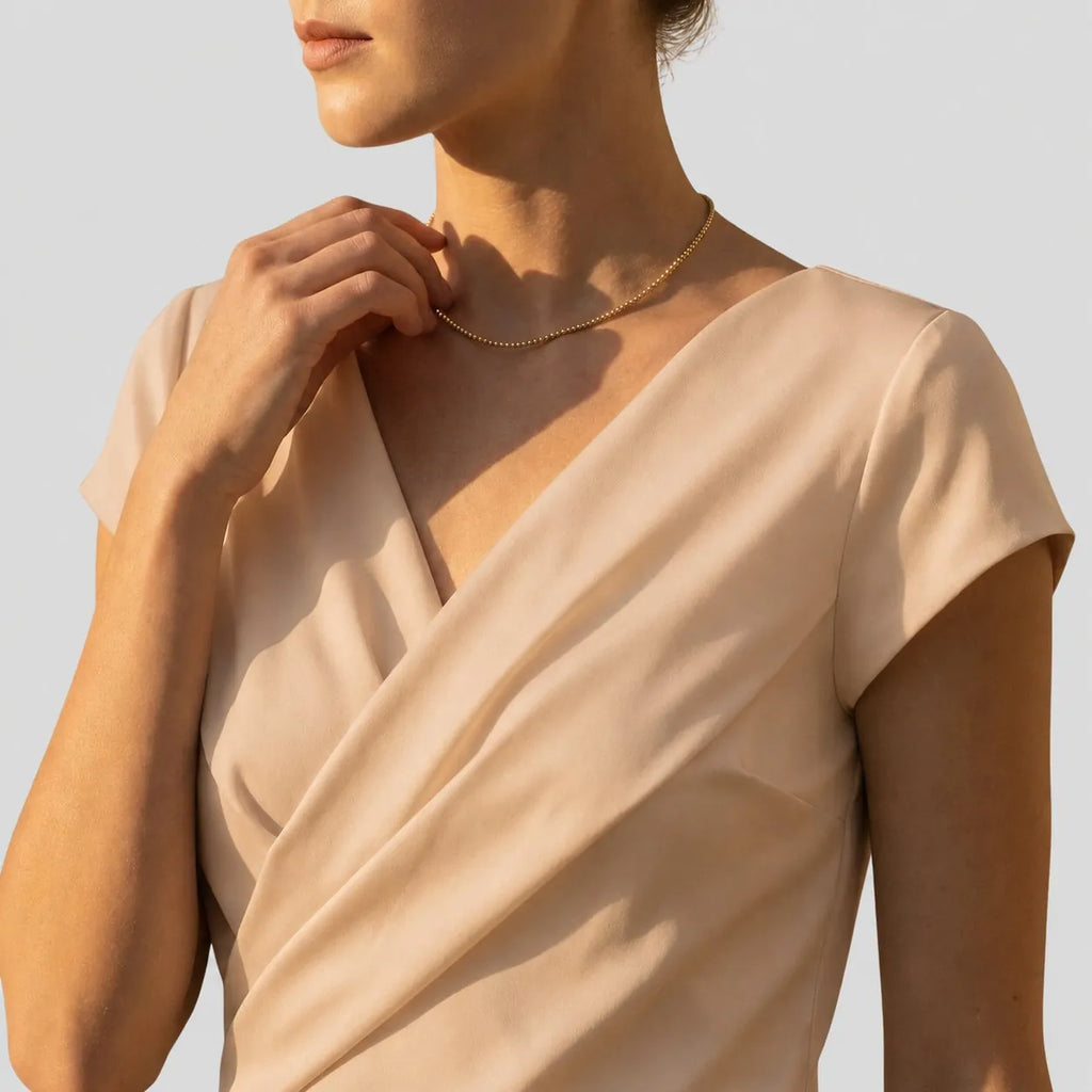 Gloria | Women's Draped Wrap Cap-Sleeve Blouse