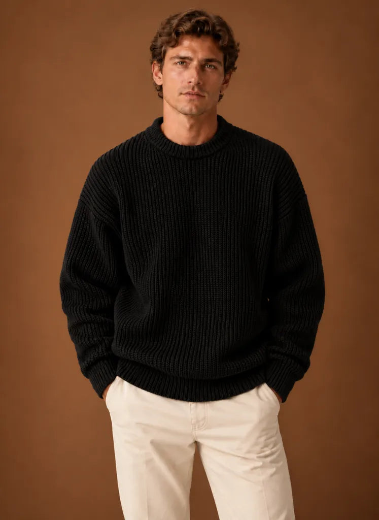 Heavyweight Chunky Knit Crewneck Sweater for Men