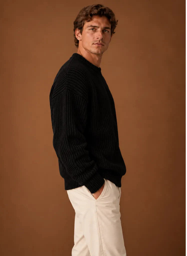Heavyweight Chunky Knit Crewneck Sweater for Men
