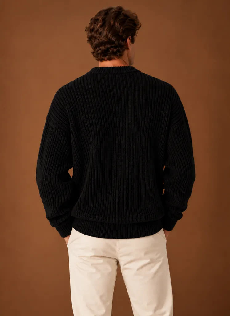 Heavyweight Chunky Knit Crewneck Sweater for Men