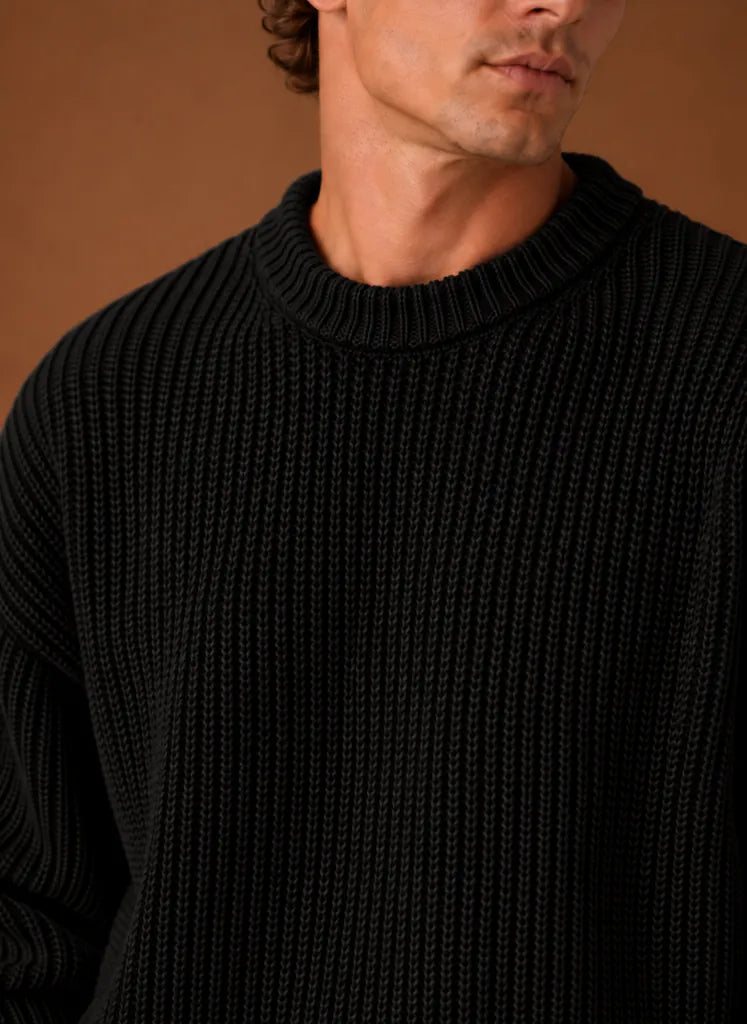 Heavyweight Chunky Knit Crewneck Sweater for Men