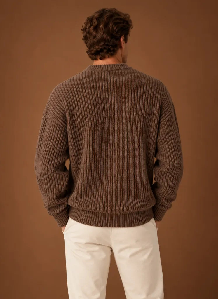 Heavyweight Chunky Knit Crewneck Sweater for Men