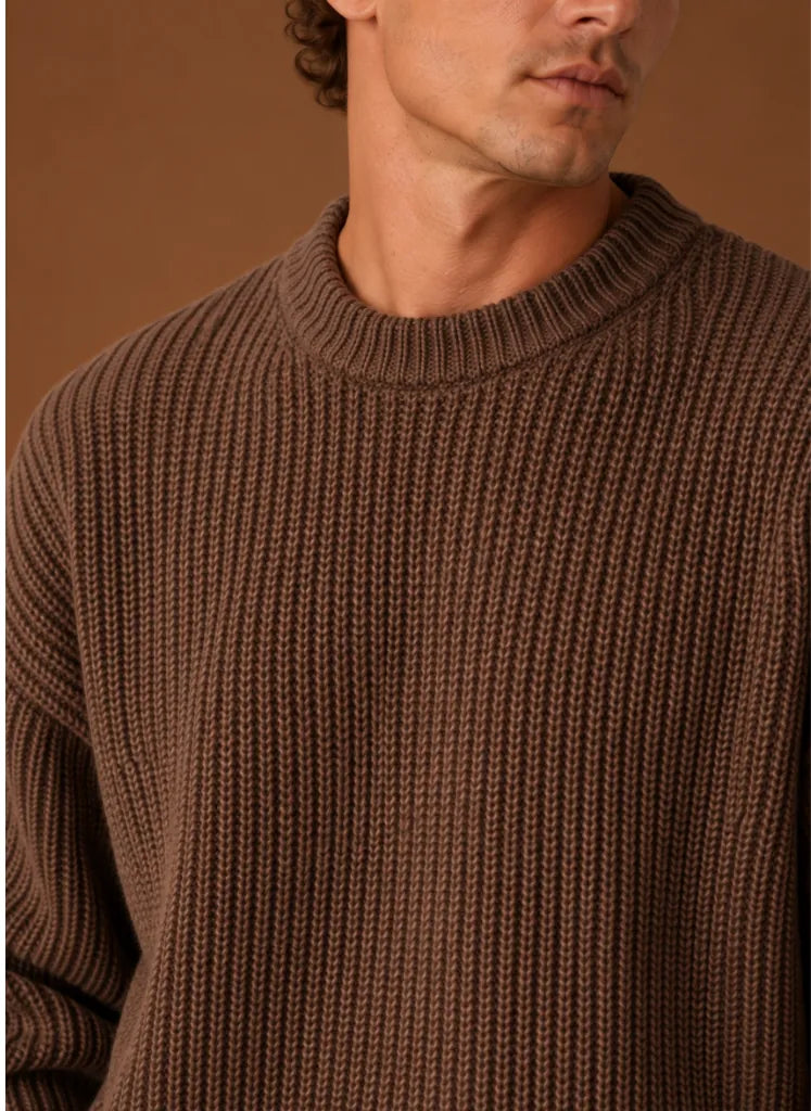 Heavyweight Chunky Knit Crewneck Sweater for Men