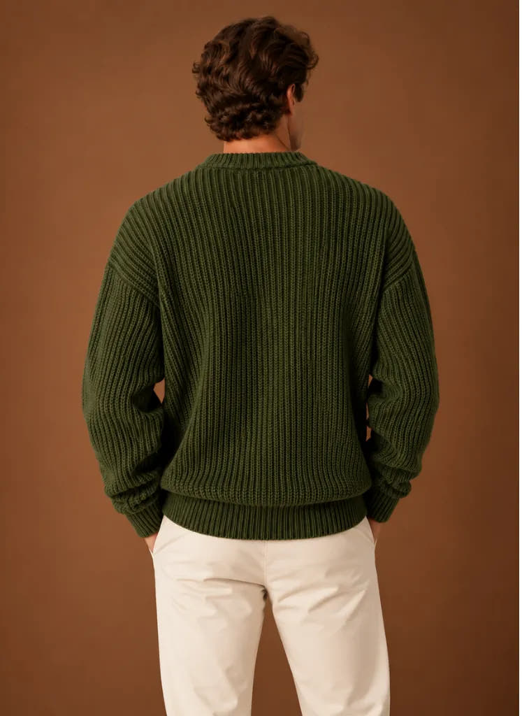 Heavyweight Chunky Knit Crewneck Sweater for Men