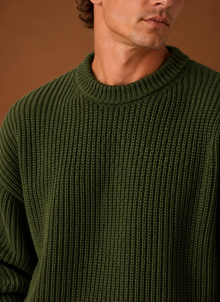 Heavyweight Chunky Knit Crewneck Sweater for Men