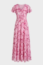 Ismay | Women's Floral Flutter-Sleeve Maxi Dress