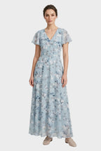 Ismay | Women's Floral Flutter-Sleeve Maxi Dress