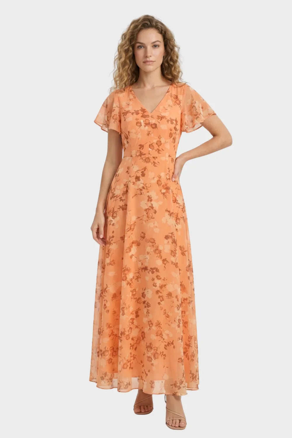Ismay | Women's Floral Flutter-Sleeve Maxi Dress