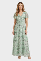 Ismay | Women's Floral Flutter-Sleeve Maxi Dress