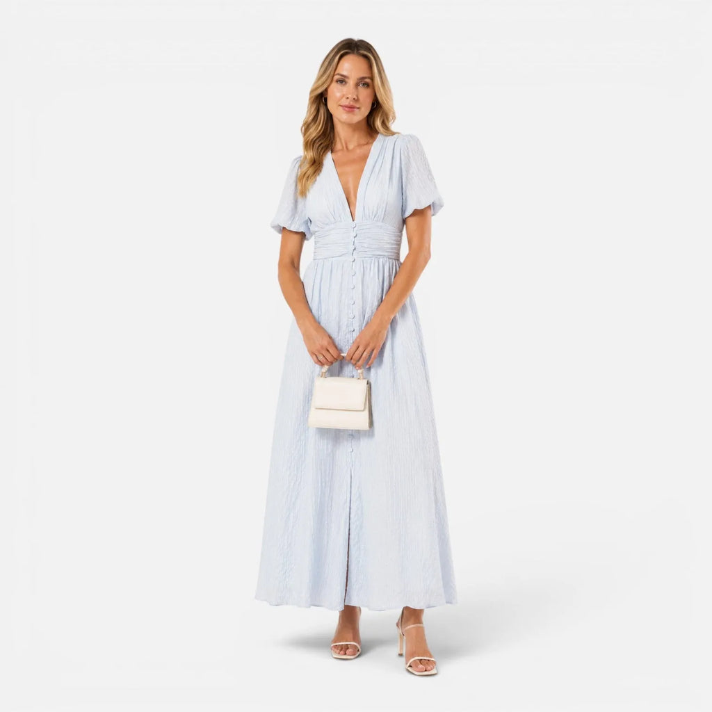Jocasta | Women's Puff-Sleeve Smocked Maxi Dress