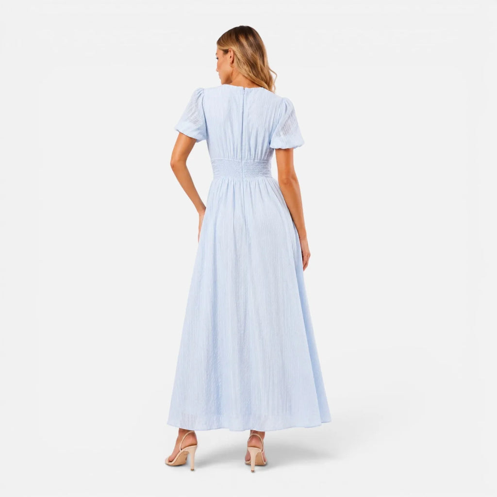 Jocasta | Women's Puff-Sleeve Smocked Maxi Dress