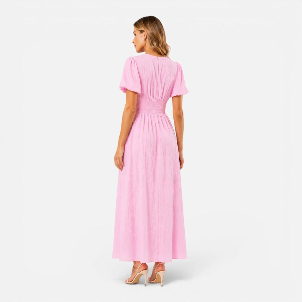 Jocasta | Women's Puff-Sleeve Smocked Maxi Dress