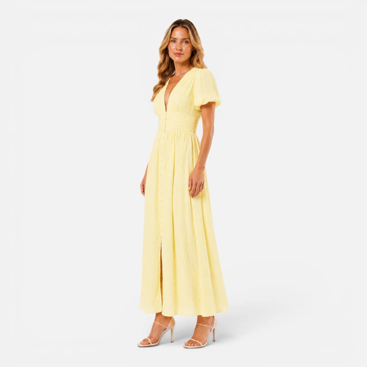 Jocasta | Women's Puff-Sleeve Smocked Maxi Dress