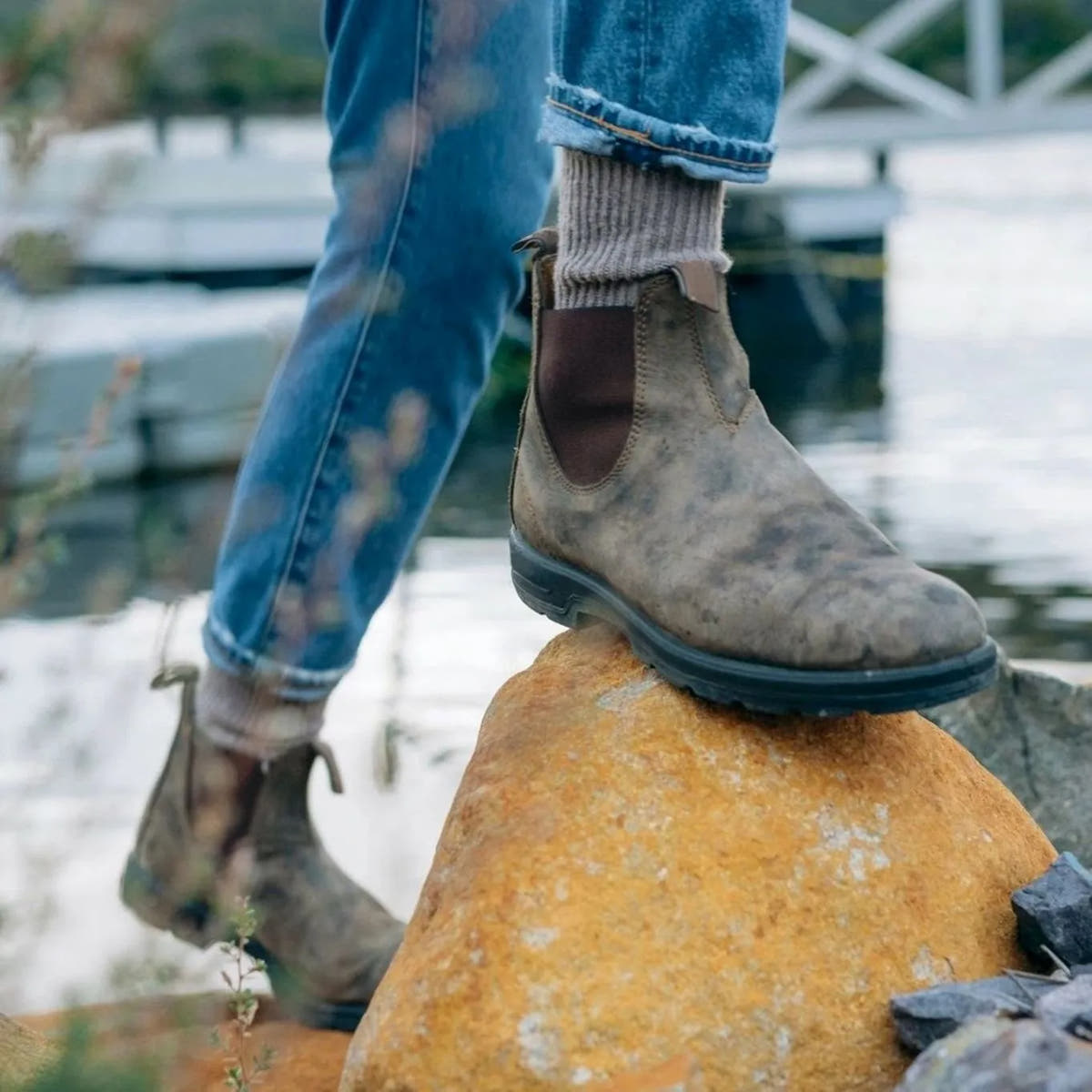 Leather Chelsea Boots with Elastic Panels for Men
