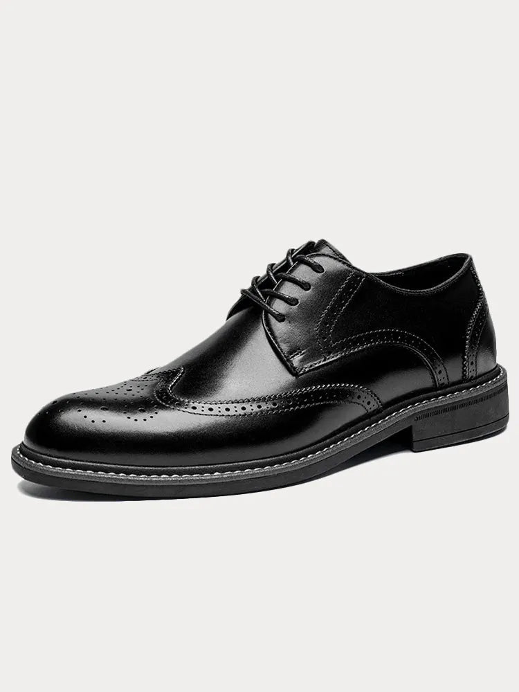 Leather Loafers with Brogue Wingtip Details for Men