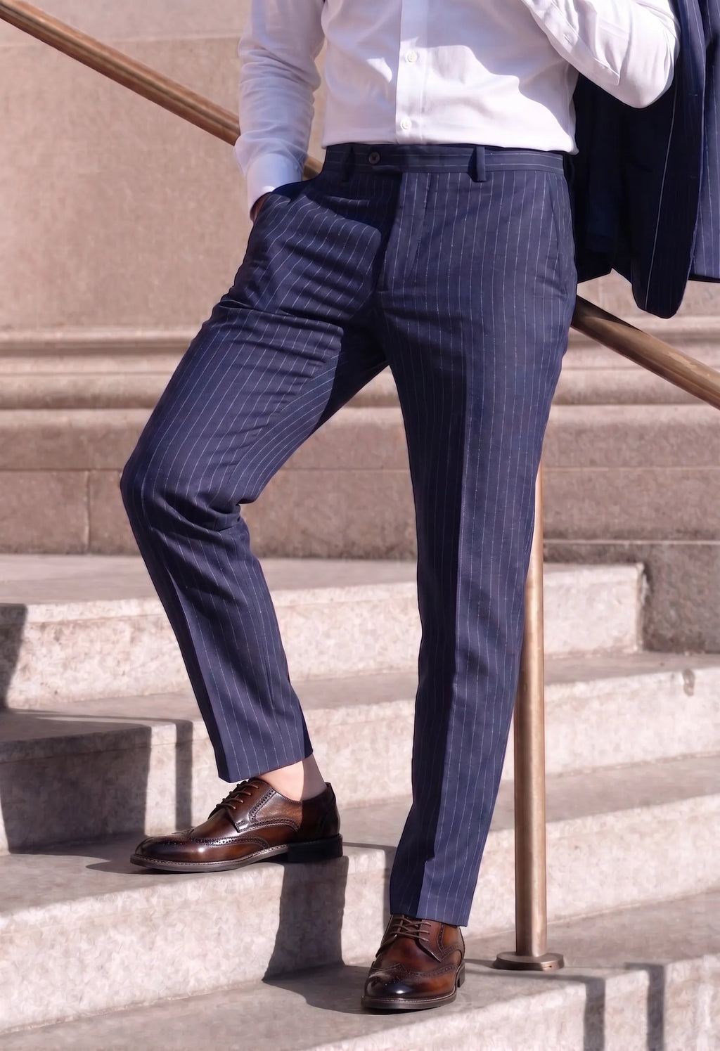 Leather Loafers with Brogue Wingtip Details for Men