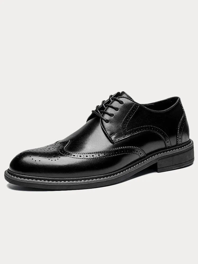 Leather Loafers with Brogue Wingtip Details for Men