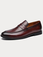 Leather Penny Loafers with Slip-On Fit for Men