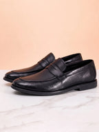 Leather Penny Loafers with Slip-On Fit for Men
