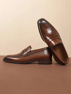 Leather Penny Loafers with Slip-On Fit for Men