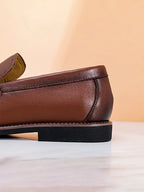 Leather Penny Loafers with Slip-On Fit for Men