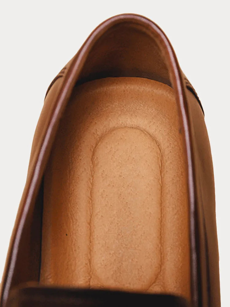 Leather Penny Loafers with Slip-On Fit for Men