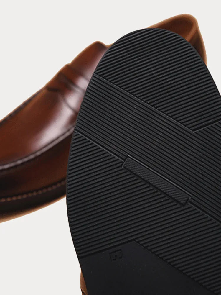 Leather Penny Loafers with Slip-On Fit for Men