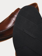 Leather Penny Loafers with Slip-On Fit for Men