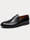 Leather Penny Loafers with Slip-On Fit for Men