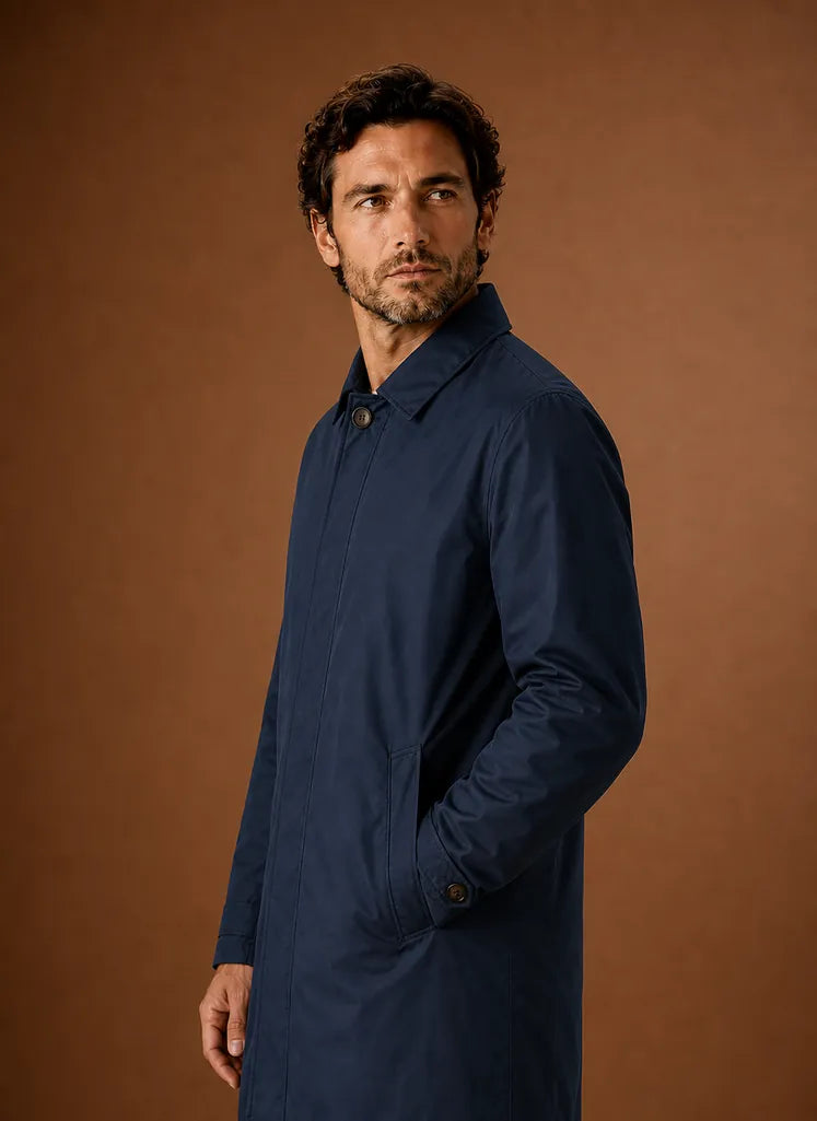 Lightweight Water-Resistant Trench Coat for Men