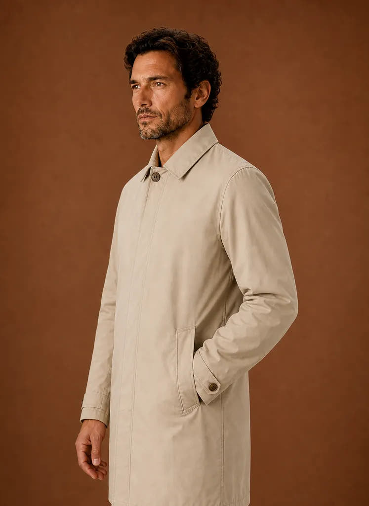 Lightweight Water-Resistant Trench Coat for Men