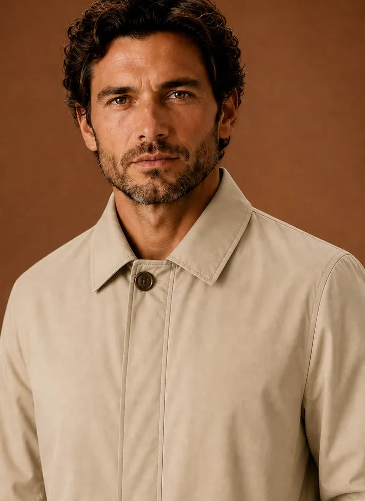 Lightweight Water-Resistant Trench Coat for Men