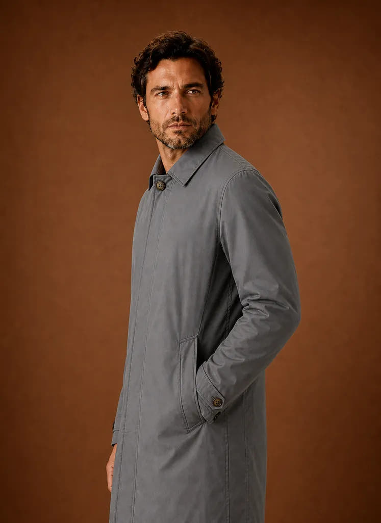 Lightweight Water-Resistant Trench Coat for Men