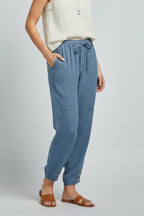 Linda | Women's Drawstring-Waist Button-Hem Trousers