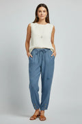 Linda | Women's Drawstring-Waist Button-Hem Trousers